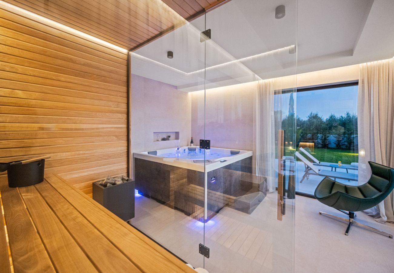 Villa in Anžici - Villa Asmoa for 8 people near Poreč with 45 m2 heated pool, wellness & sea view