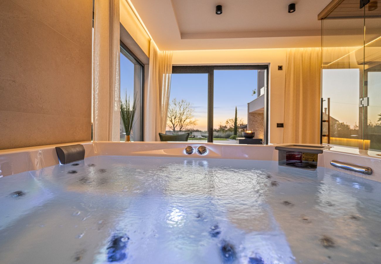 Villa in Anžici - Villa Asmoa for 8 people near Poreč with 45 m2 heated pool, wellness & sea view