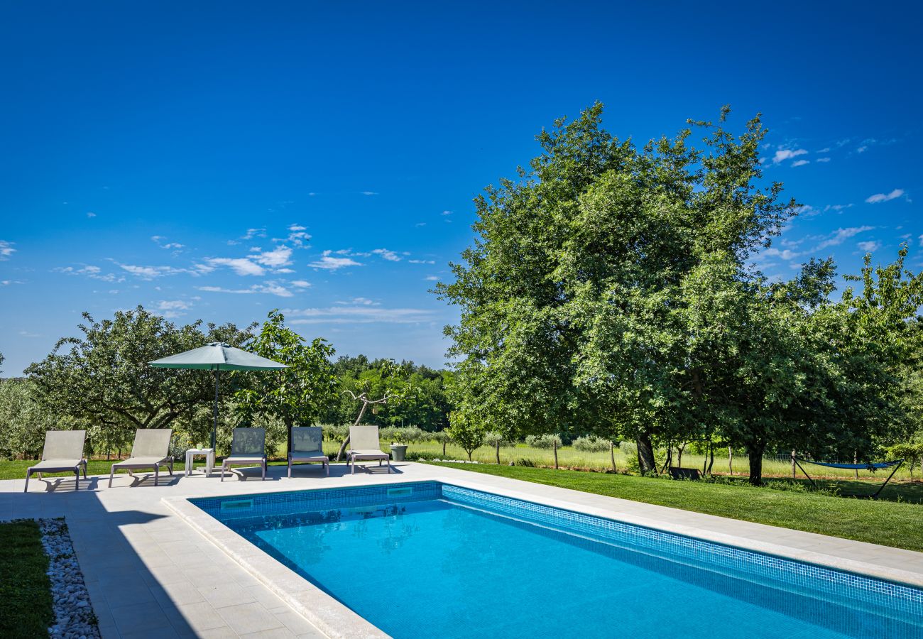 Villa in Srebrnići - Villa Stella Polaris for 8 persons in Central Istria with private pool, sea view, large garden & kids playground