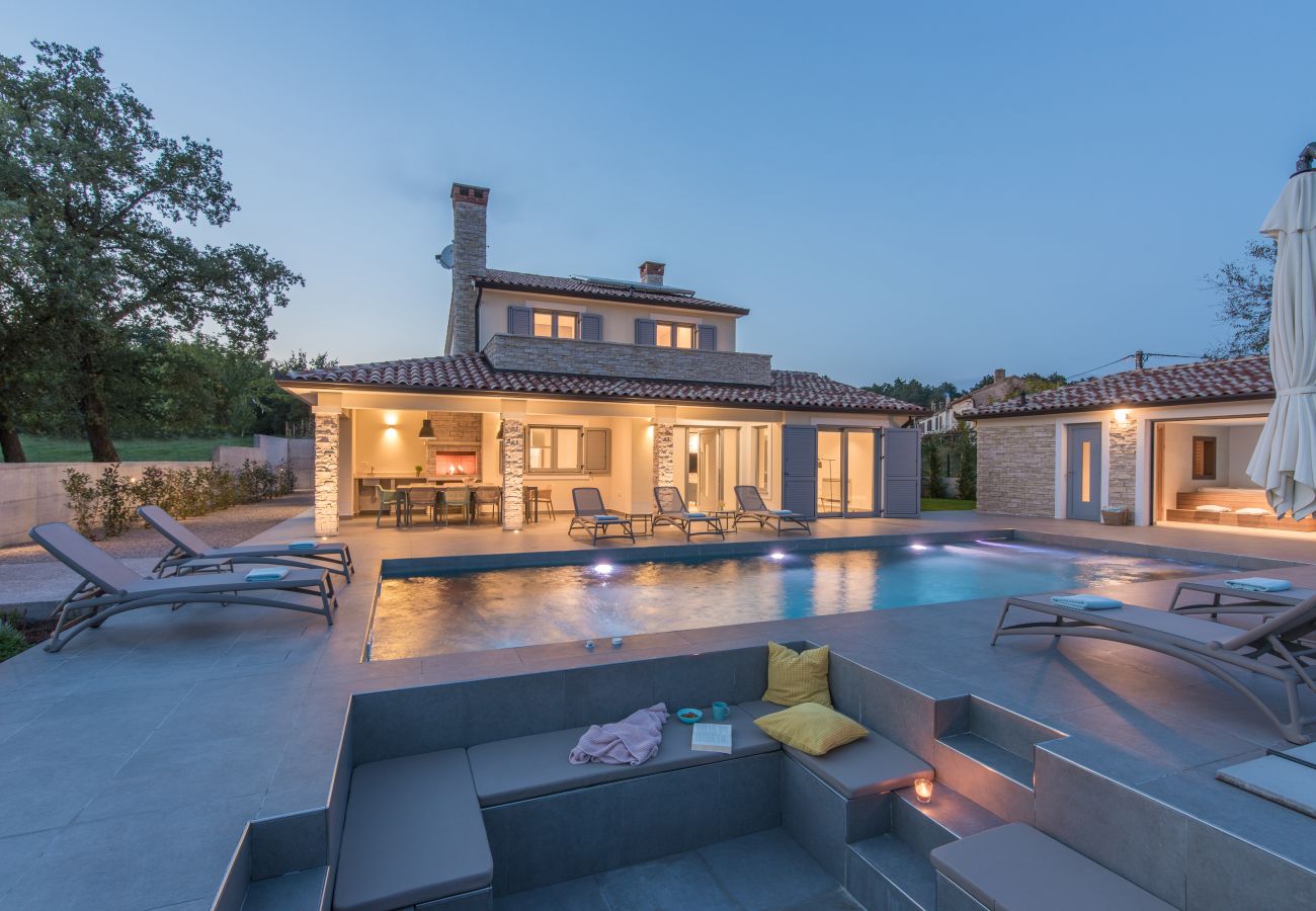 Villa in Mali Golji - Villa Aurelia near Labin for 9 persons with heated 60 m2 pool, wellness & kids playground