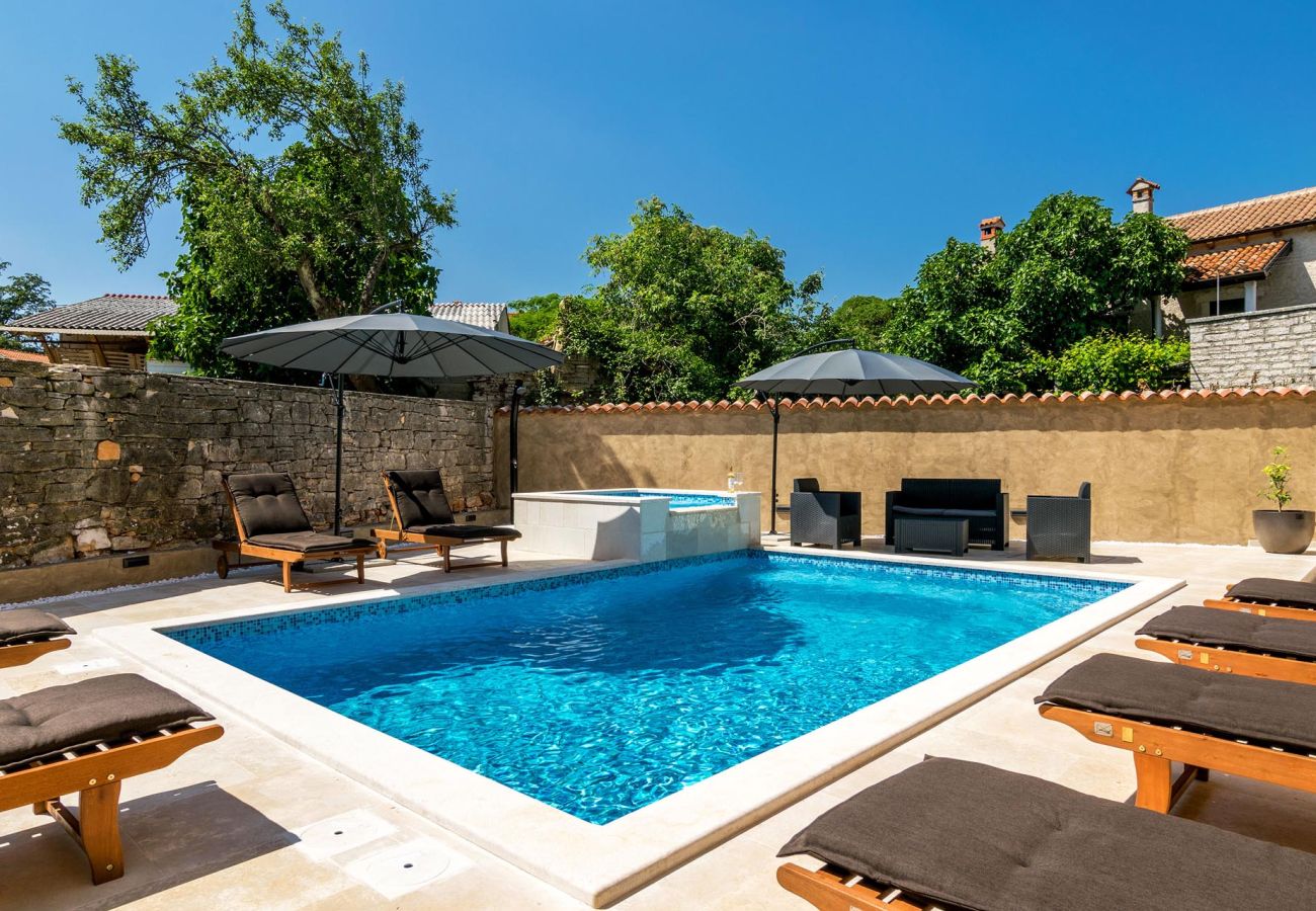 Villa in Žagrici - Villa Sagri for 7 persons in Central Istria with 24 m2 heated pool & jacuzzi - pet friendly
