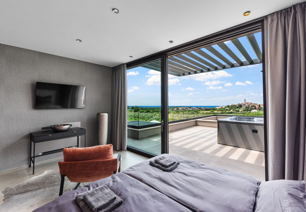 Villa a Višnjan - Villa Visignano near Poreč for 8 people with 49 m2 heated pool, wellness & sea view