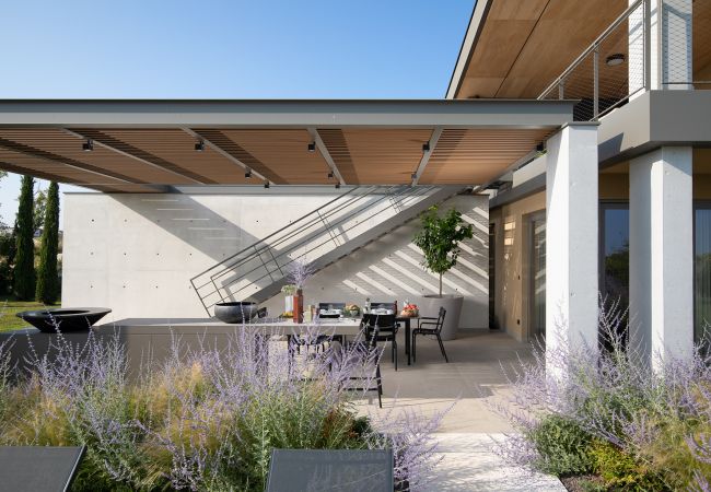 Villa in Vodnjan - Luxury Villa Puerto de Paz for 8 people near Fažana with 60 m2 private heated pool, sauna, mini-golf & sea view  Villa in Vodnjan - Luxury Villa Puerto de Paz for 8 people near Fažana with 60 m2 private heated pool, sauna, mini-golf & sea view