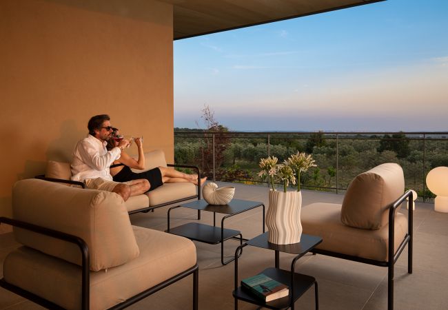 Villa in Vodnjan - Luxury Villa Puerto de Paz for 8 people near Fažana with 60 m2 private heated pool, sauna, mini-golf & sea view  Villa in Vodnjan - Luxury Villa Puerto de Paz for 8 people near Fažana with 60 m2 private heated pool, sauna, mini-golf & sea view