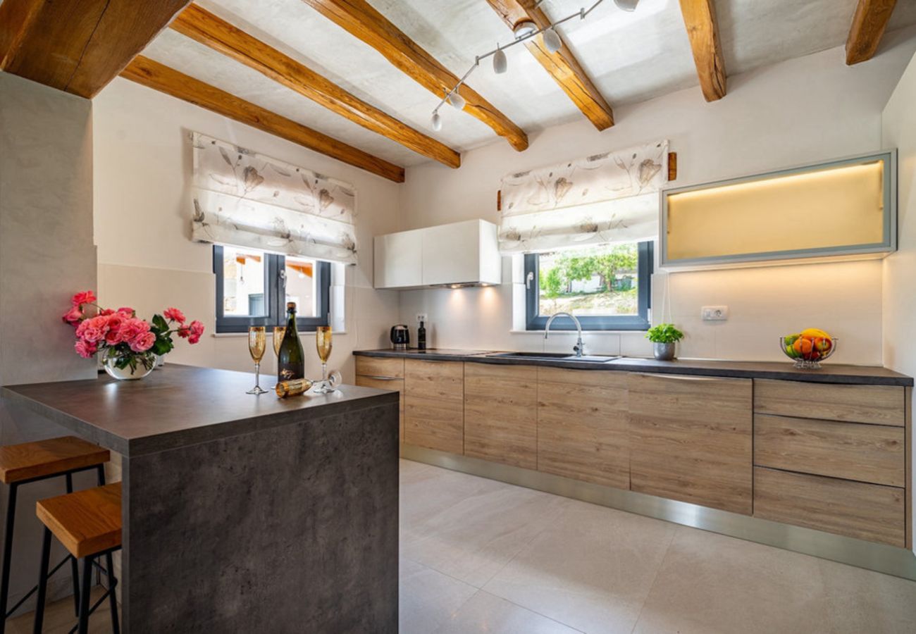 Villa in Kašcerga - Villa Padova for 12 persons near Motovun with 84 m2 infinity pool with panoramic view & beautiful garden