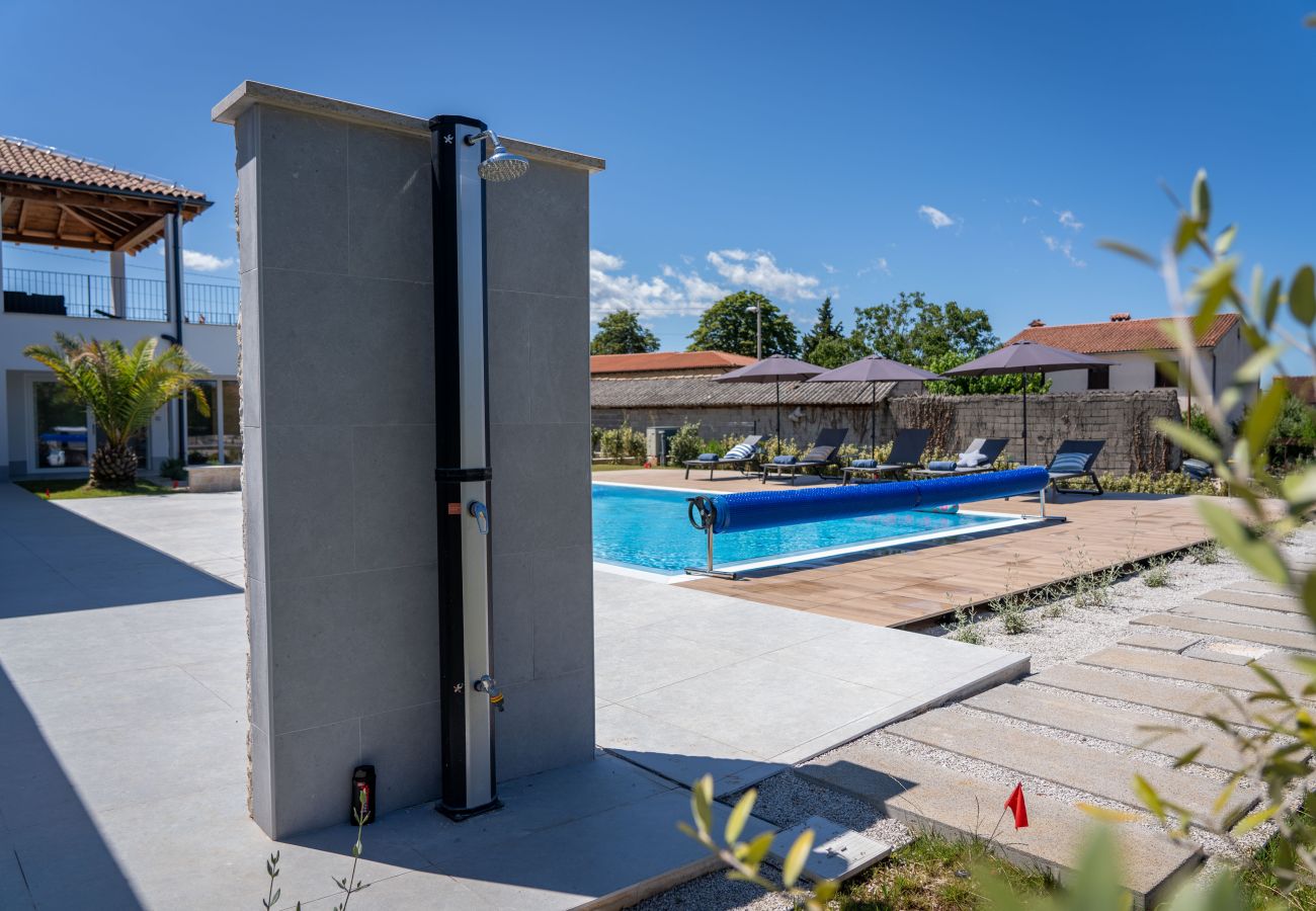 Вилла на Rapavel - Villa Blue Moon for 9 persons near Poreč with 42 m2 heated pool, wellness, kids playground & sea view